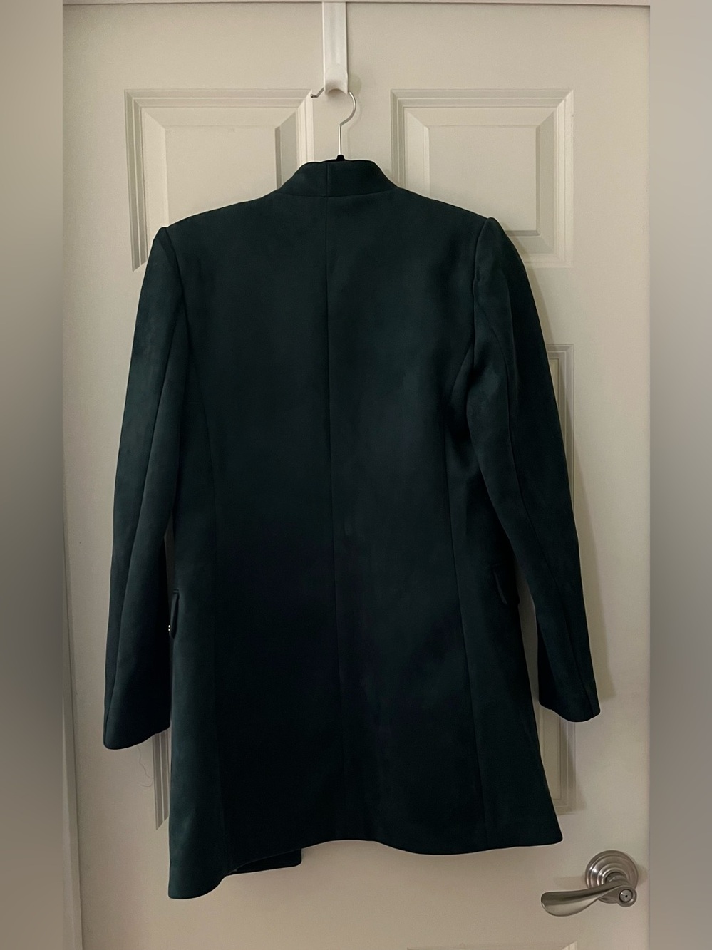 Calvin Klein open-front blazer longline silhouette faux suede 2 green - Picture 5 of 6